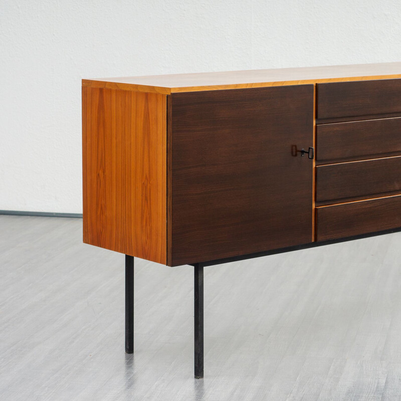 Vintage german sideboard in walnut and steel 1960s