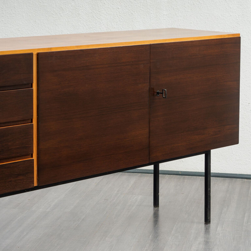 Vintage german sideboard in walnut and steel 1960s