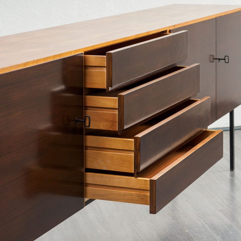 Vintage german sideboard in walnut and steel 1960s