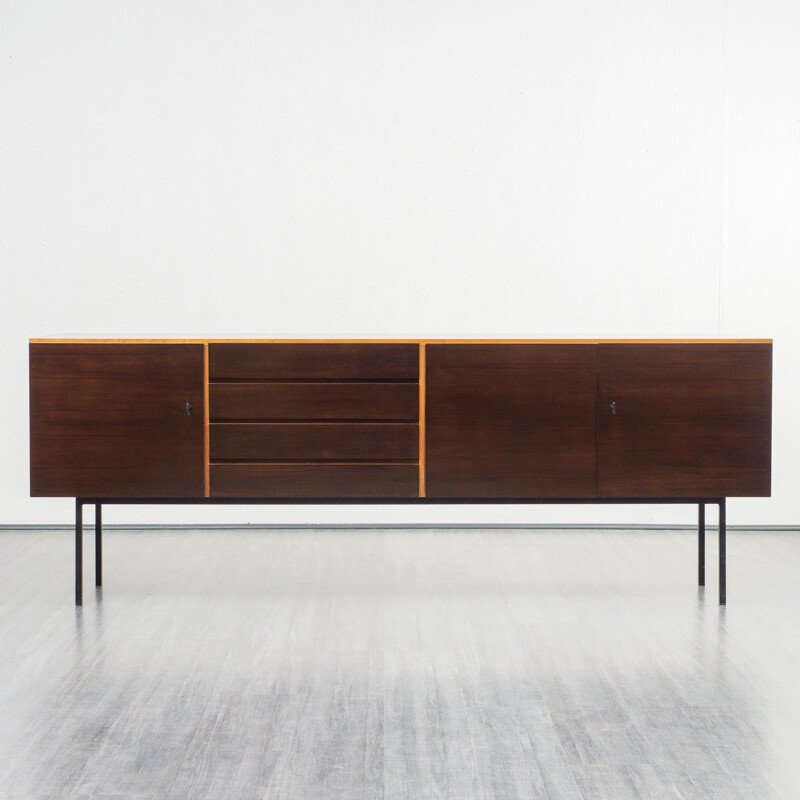 Vintage german sideboard in walnut and steel 1960s