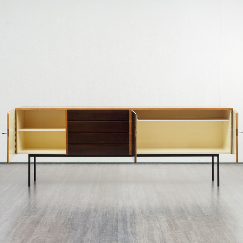 Vintage german sideboard in walnut and steel 1960s