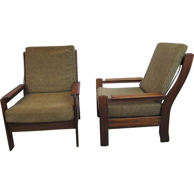 Set of 2 vintage scandinavian armchair in solid rosewood