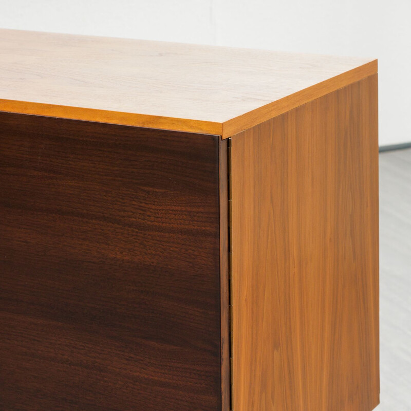 Vintage german sideboard in walnut and steel 1960s