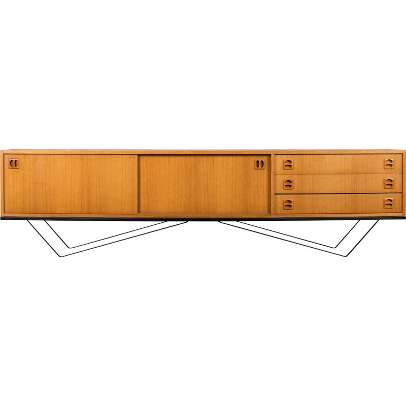 Vintage sideboard minimalist in teak and steel 1960s