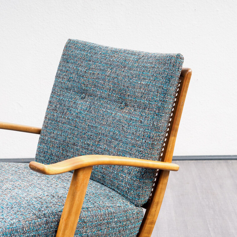 Vintage armchair in cherrywood and fabric 1950s