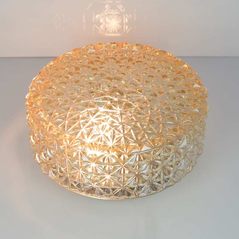 Vintage ceiling lamp for Licht von Lienen in honey glass 1970s