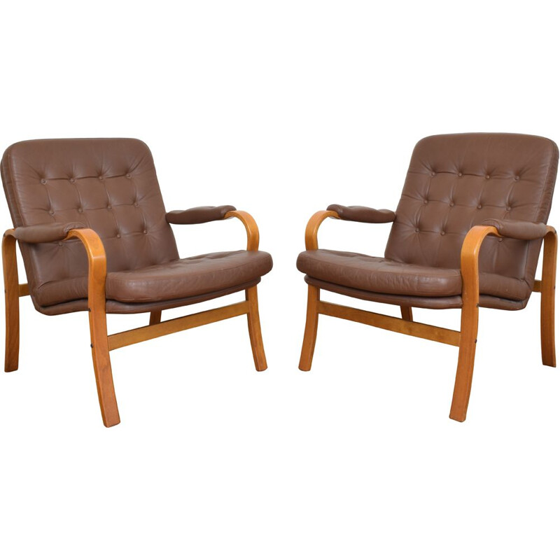 Paire de fauteuils vintage par Göte Möbel Suède années 1960