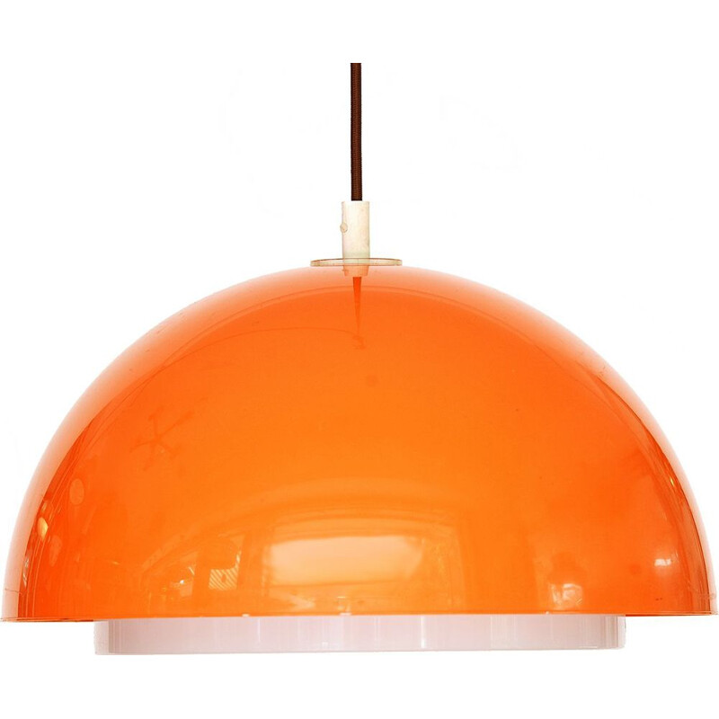Vintage hanging lamp orange plastic 3161 by Uno Kristiansson for Luxus Sweden 1970s