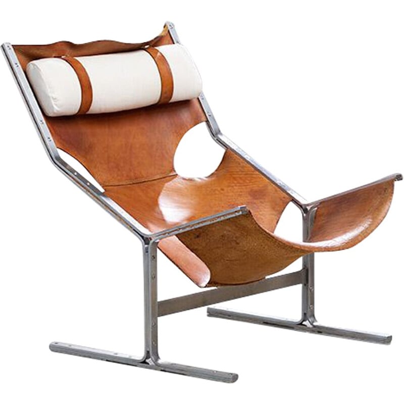 Vintage lounge chair for AP originals in leather and steel 1960s