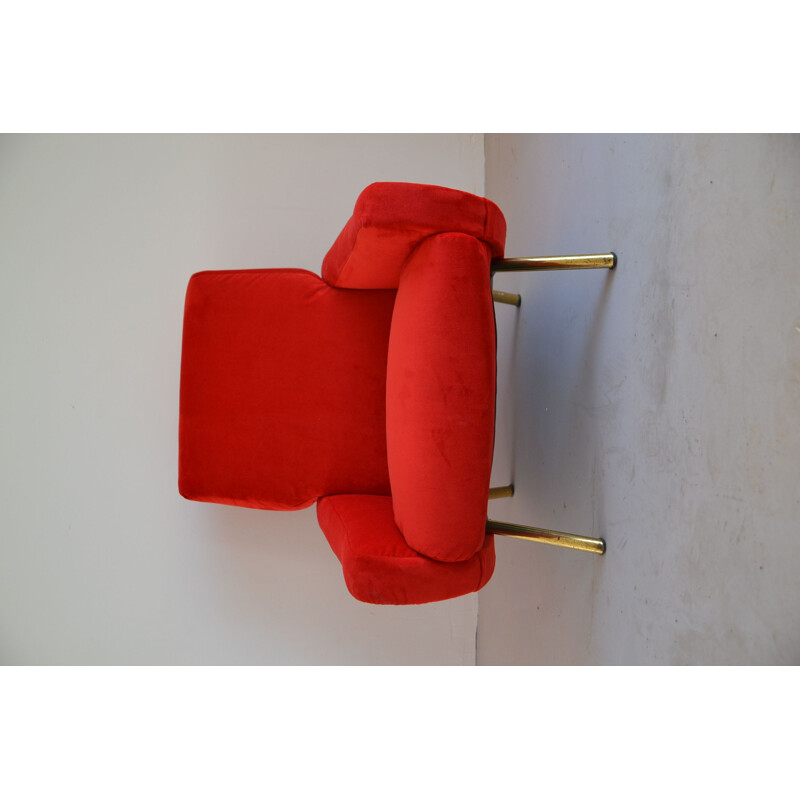 Lady Italian vintage armchair for Arflex in red velvet 1950