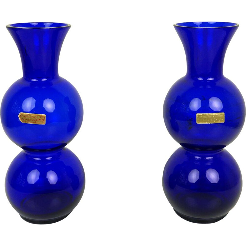 Pair of vintage vases hand-crafted from Glashütte Rheinpfalz, Germany, 1960s