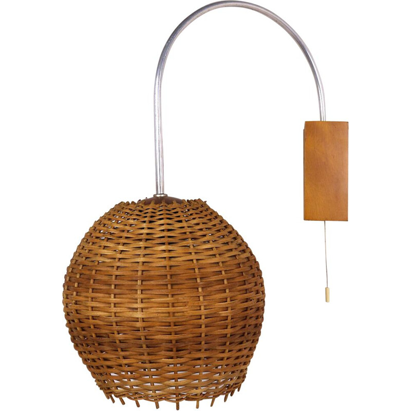 Vintage wall lamp in wicker, Germany, 1950s