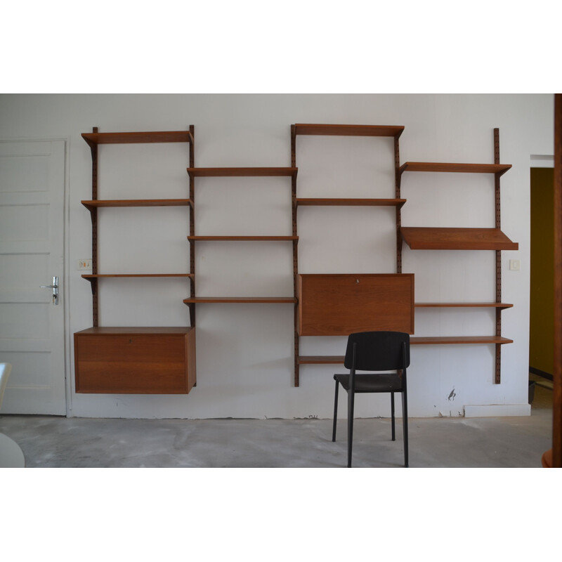 Vintage wall unit desk by Poul Cadovius for Royal System 1960s