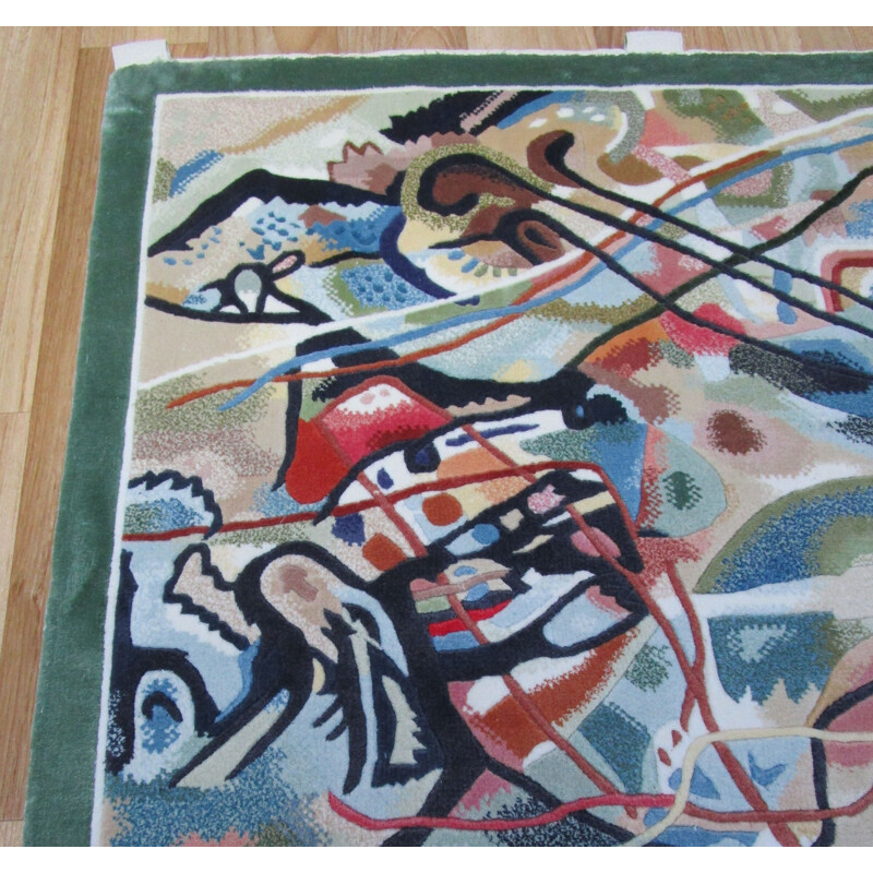 Tapis mural vintage en soie motif abstrait Kandinsky