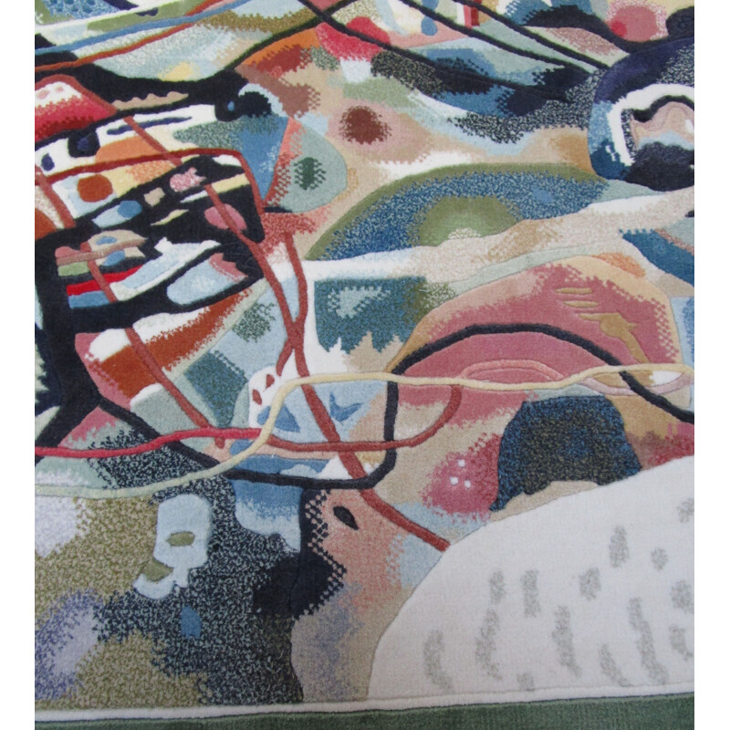 Tapis mural vintage en soie motif abstrait Kandinsky