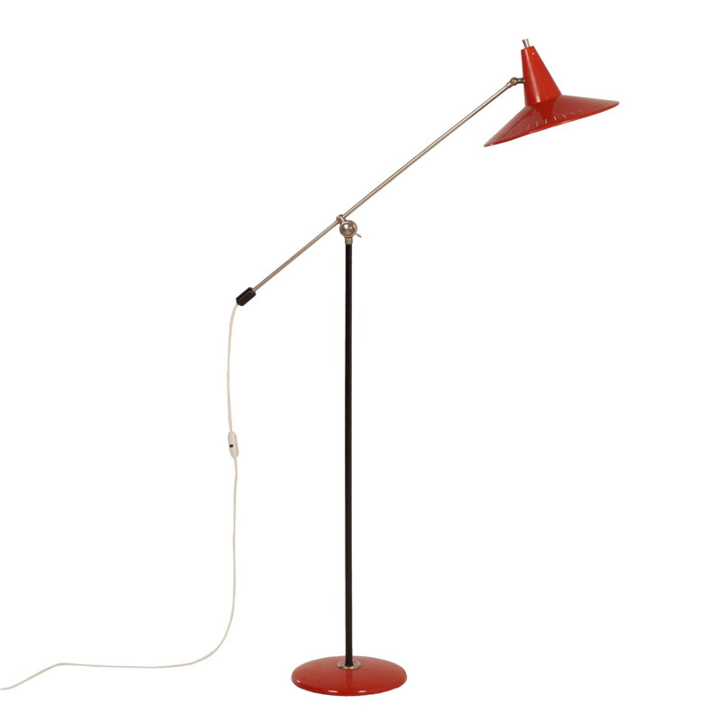Vintage red floor lamp by Hoogervorst for Anvia