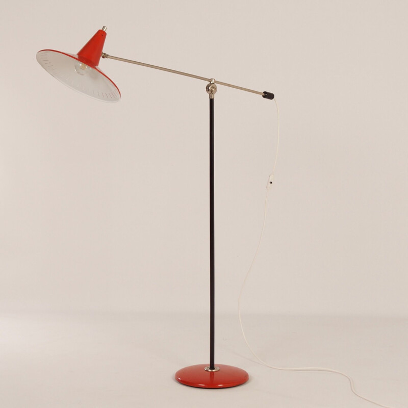 Vintage red floor lamp by Hoogervorst for Anvia