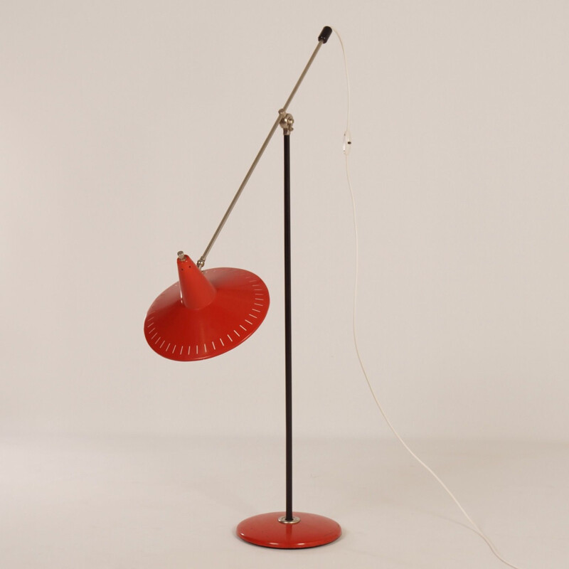 Vintage red floor lamp by Hoogervorst for Anvia