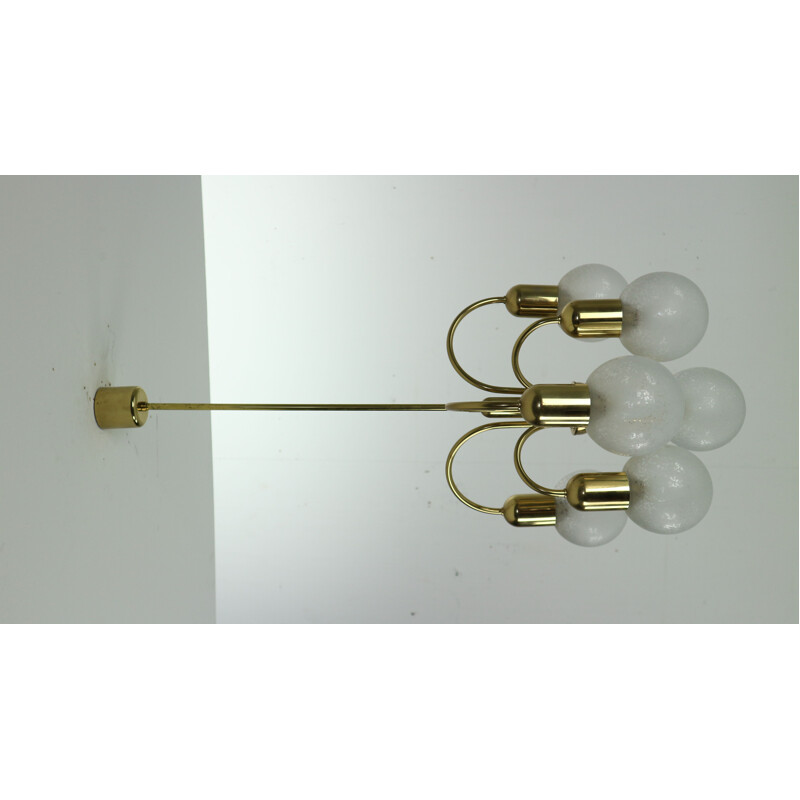 Vintage Doria Crackle glass globes brass chandelier