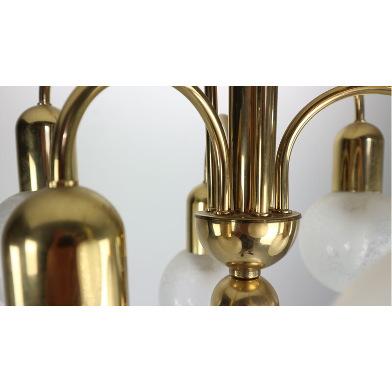 Vintage Doria Crackle glass globes brass chandelier