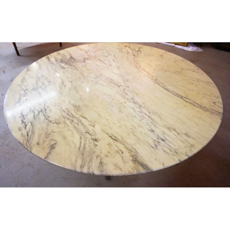 Table vintage en marbre ronde 1970