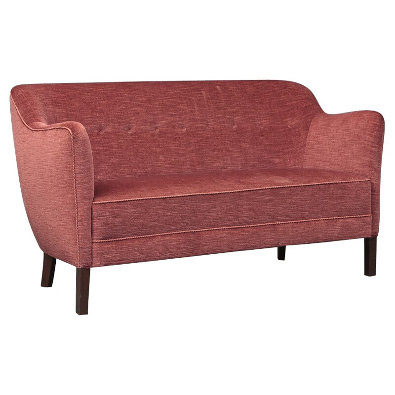 Vintage raspberry color sofa - 1940s