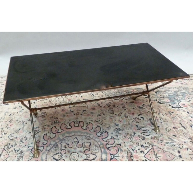Vintage coffee table with black opaline top