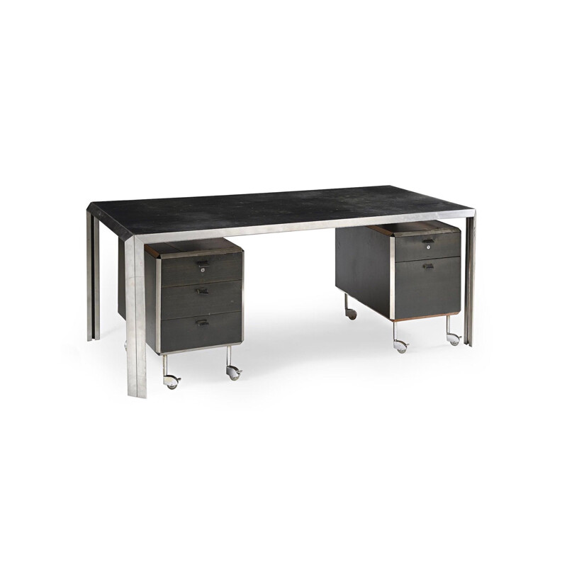 Vintage black desk by Bernard Marange for TFM