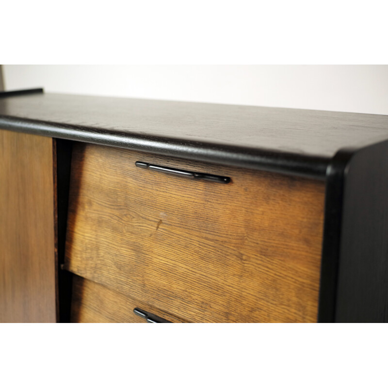 Sideboard in oakwood, beechwood and brass, Gérard GUERMONPREZ - 1950s