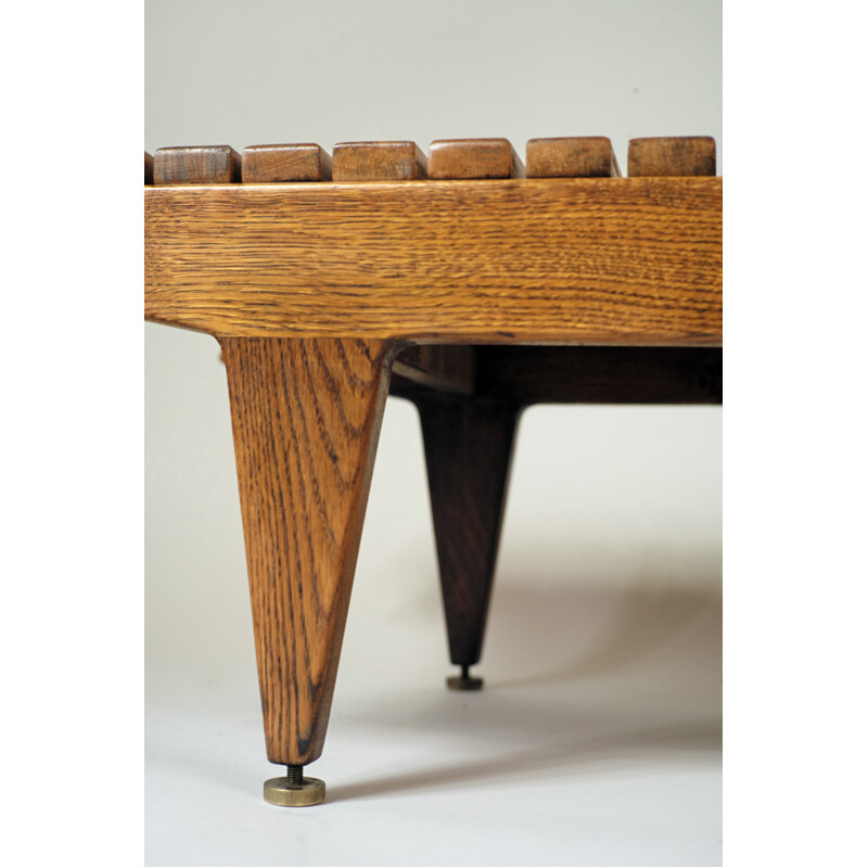 Sideboard in oakwood, beechwood and brass, Gérard GUERMONPREZ - 1950s