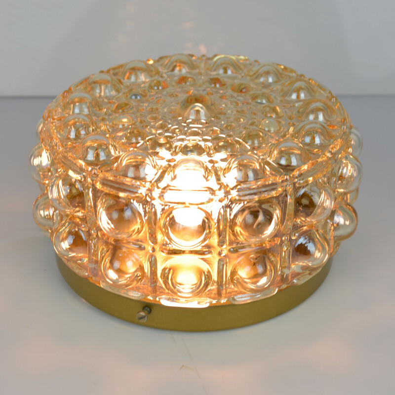 Vintage Round glass ceiling lamp by Dolin, Germany in the 1970s