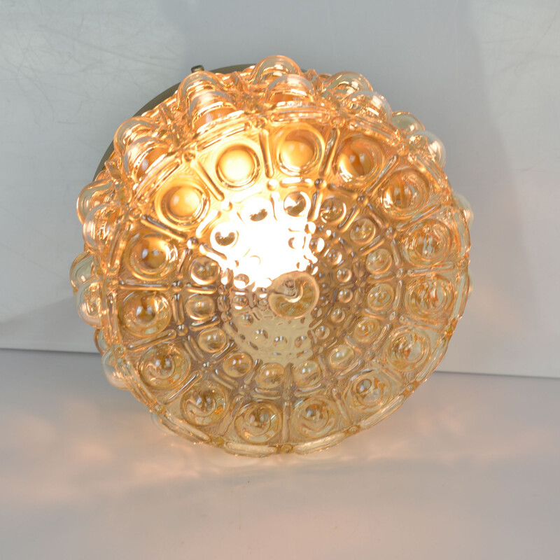 Vintage Round glass ceiling lamp by Dolin, Germany in the 1970s