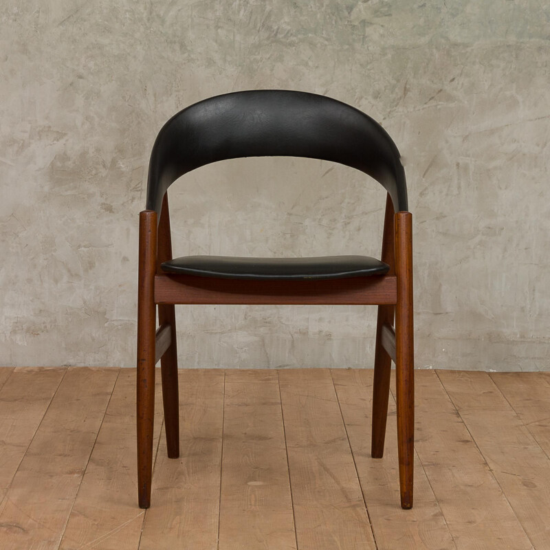 Vintage Danish chair in teak and black leatherette