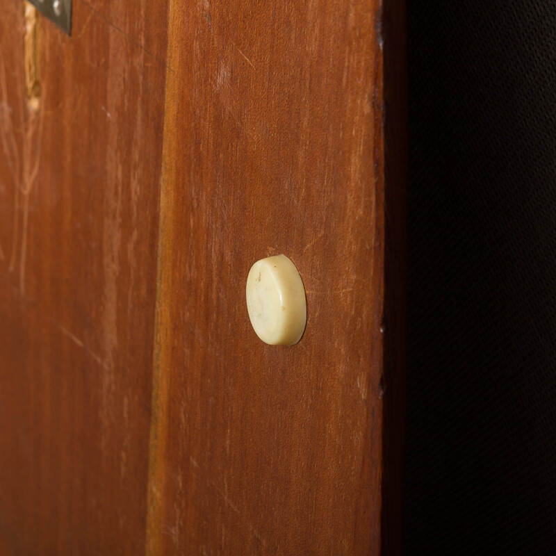 Vintage oval mirror in teak, Italy, 1960s