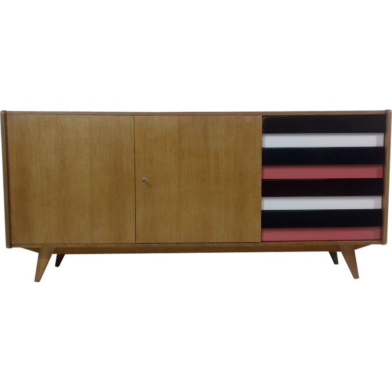 Vintage sideboard designed by Jiří Jiroutek in oak and plastic 1960s