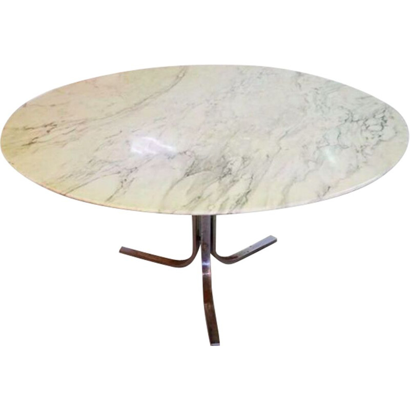 Vintage table in round marble 1970