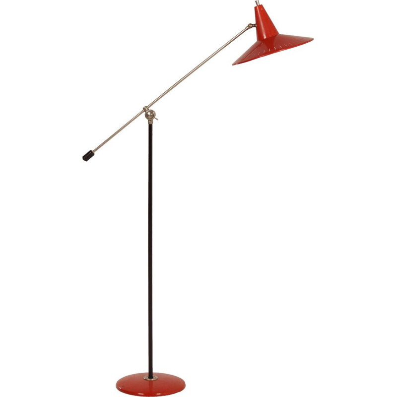 Vintage red floor lamp by Hoogervorst for Anvia