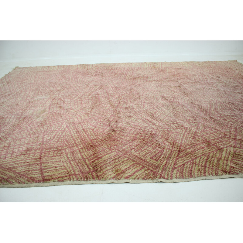 Vintage gedessineerd tapijt, Tsjechoslowakije 1950