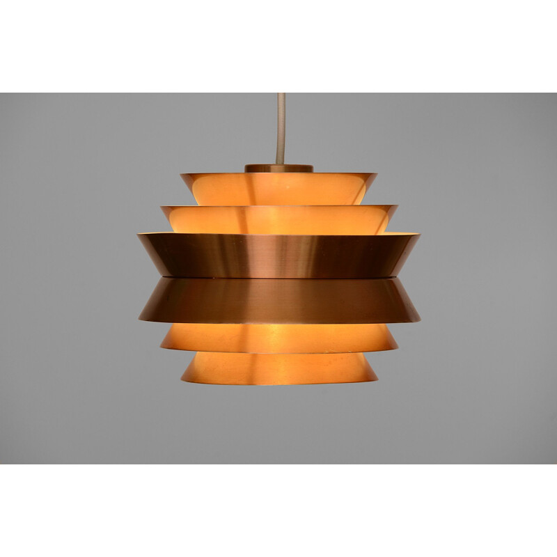 Vintage Pendant Light "Trava" in copper aluminium by Carl-Thore for Granhaga Metallindustri, Sweden 1960s.