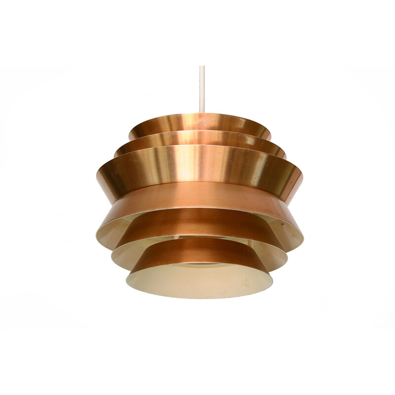 Vintage Pendant Light "Trava" in copper aluminium by Carl-Thore for Granhaga Metallindustri, Sweden 1960s.