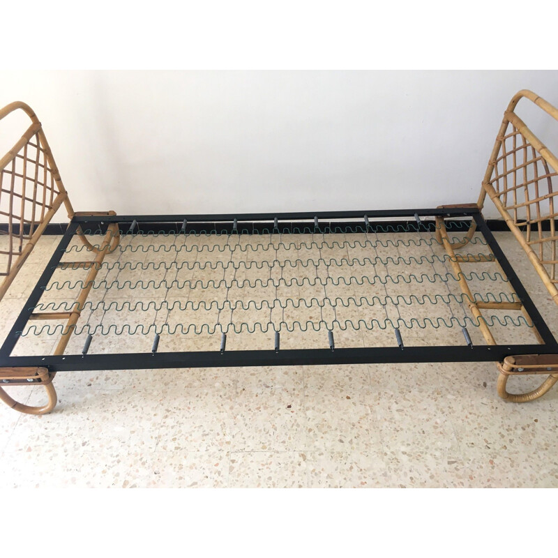 Vintage Rattan Bed, 1950s