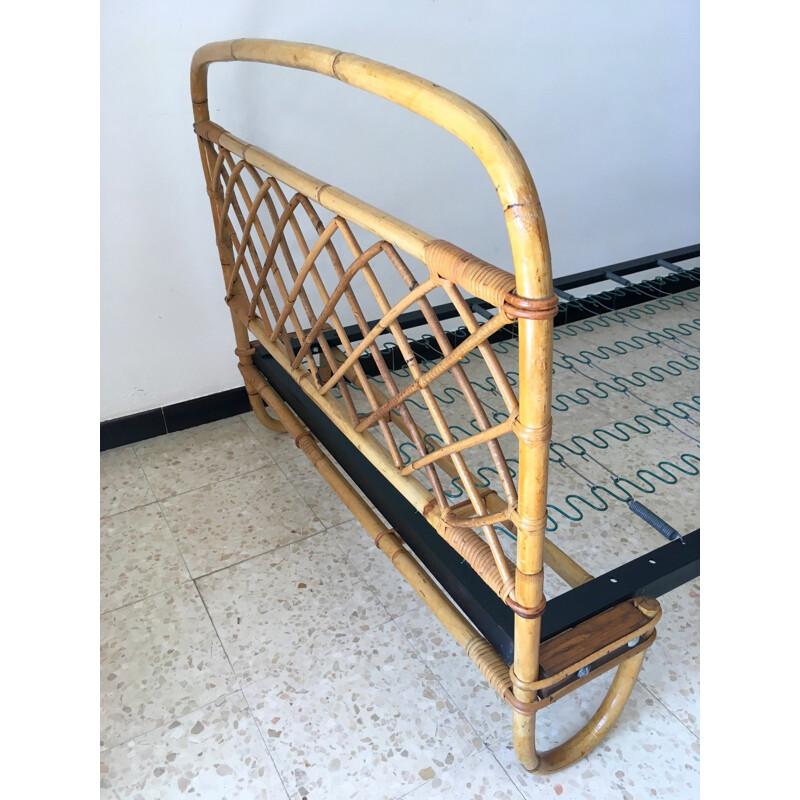 Vintage Rattan Bed, 1950s