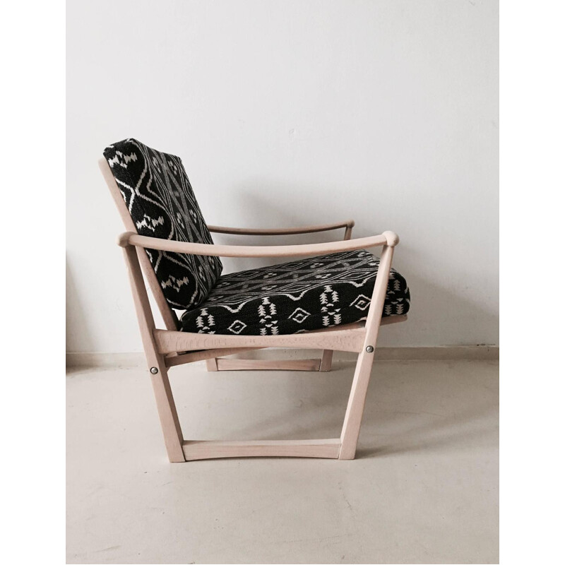 Houten fauteuil met Pastoe stof, Finn JUHL - 1960