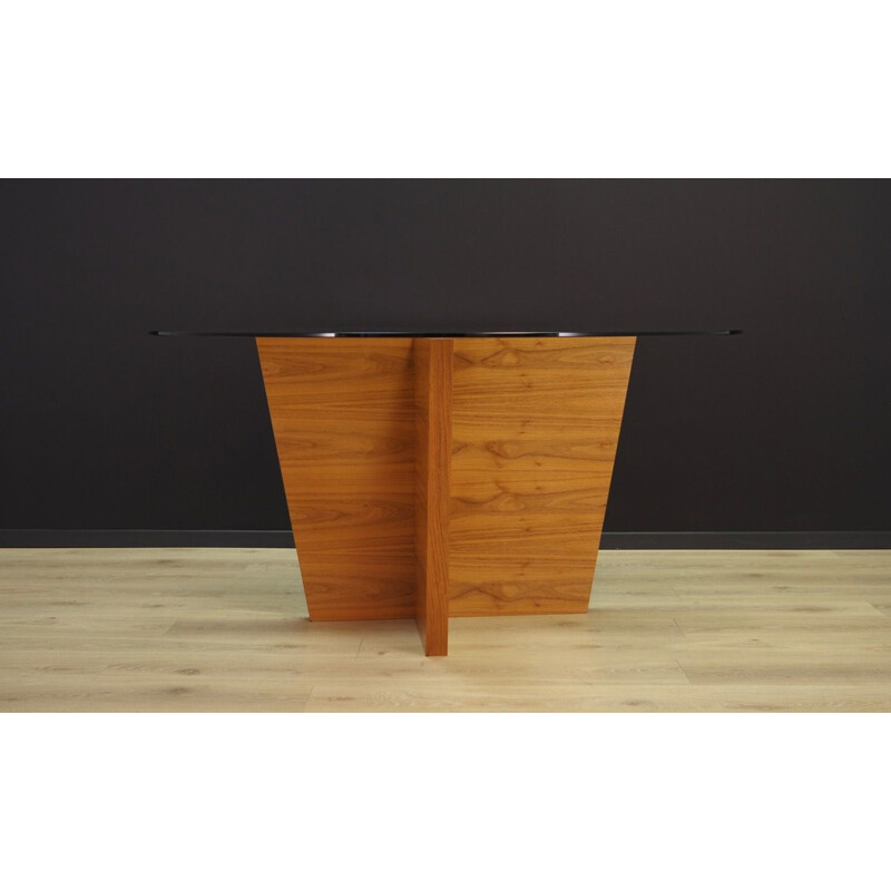 Vintage table in walnut and glass Denmark 1960-70s