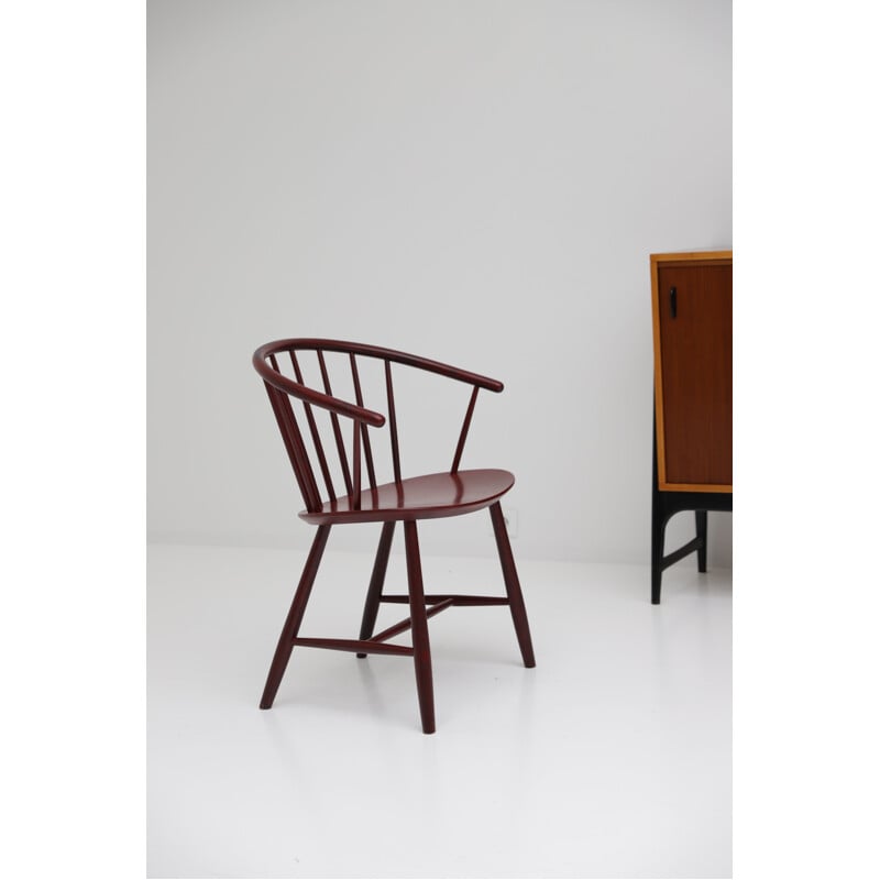 Vintage J64 spindle back chair by Ejvind Johansson, 1969