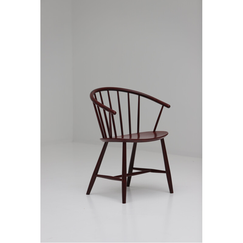 Vintage J64 spindle back chair by Ejvind Johansson, 1969