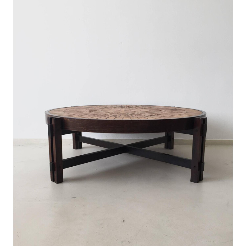 Coffee table in wood and ceramic, Roger CAPRON - 1960s