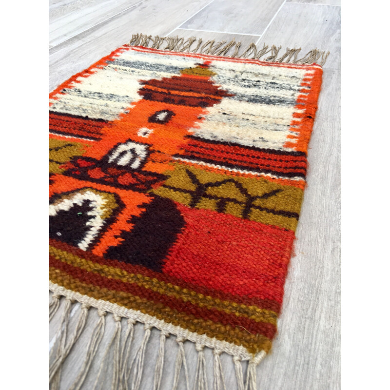 Small Scandinavian vintage Rolakan wool rug