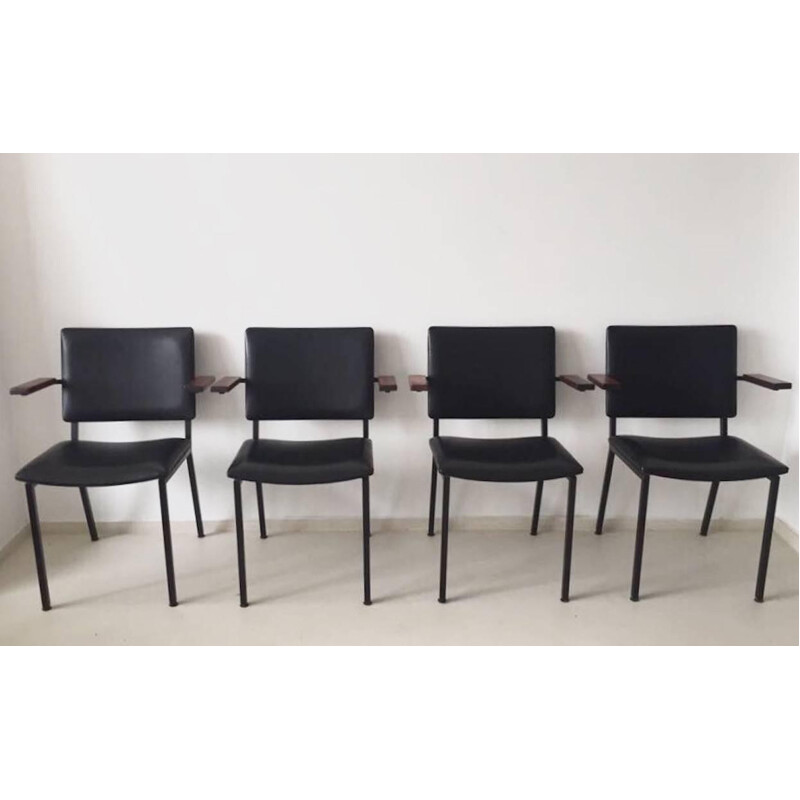Kembo set of chairs in metal and leatherette, Gerrit VEENENDAAL - 1960s
