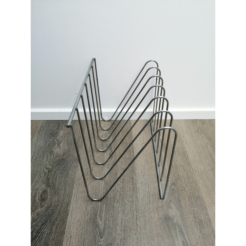 Vintage Magazine Rack in metal "Z" form, 1970s